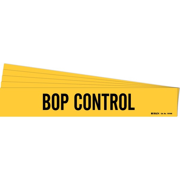 Brady BOP CONTROL Pipe Marker Style 1 Black on Yellow 1 per Card, 5 PK 131048-PK - main